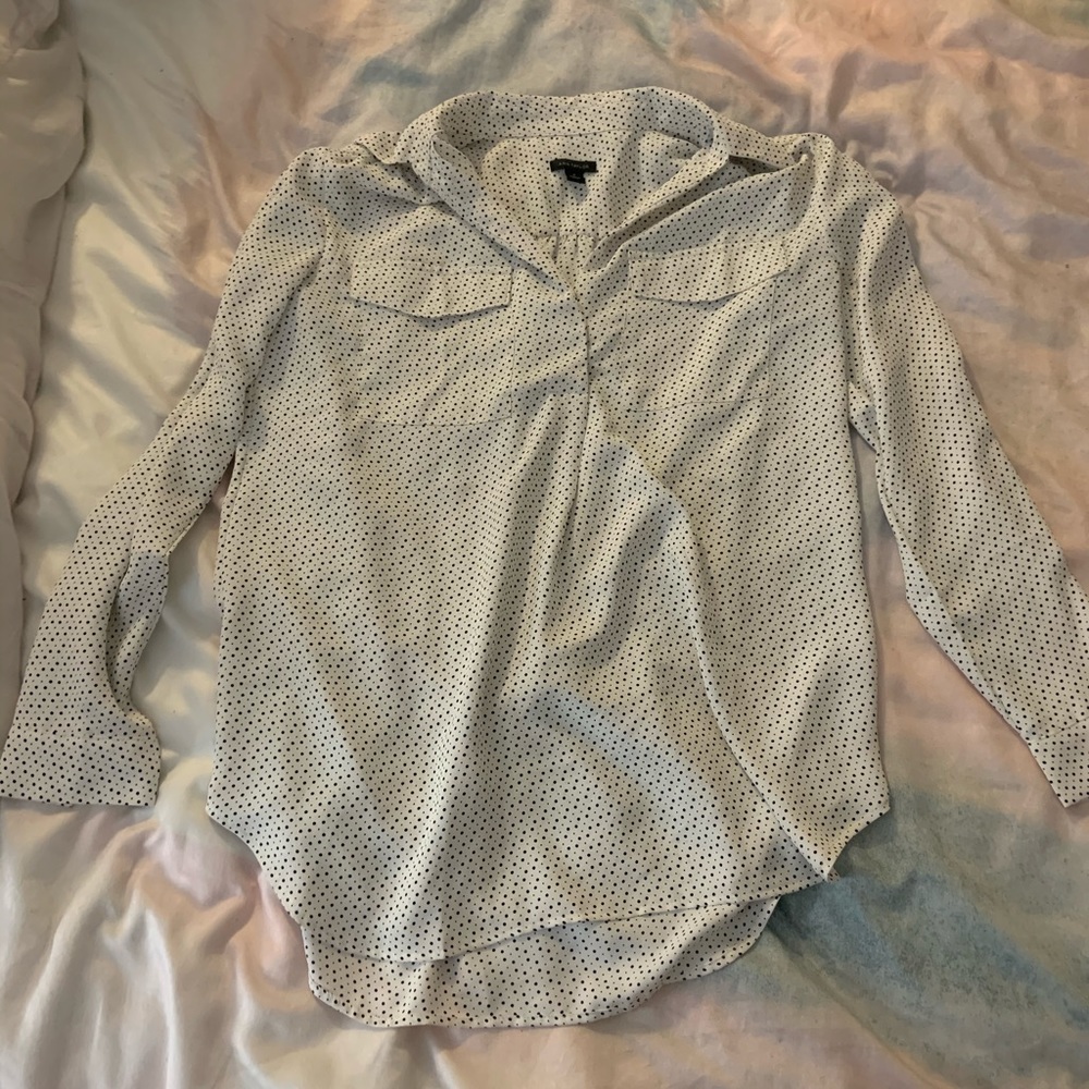 Ann Taylor Camp Blouse Polka Dots